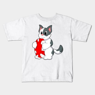 Cat with Poker chip Kids T-Shirt